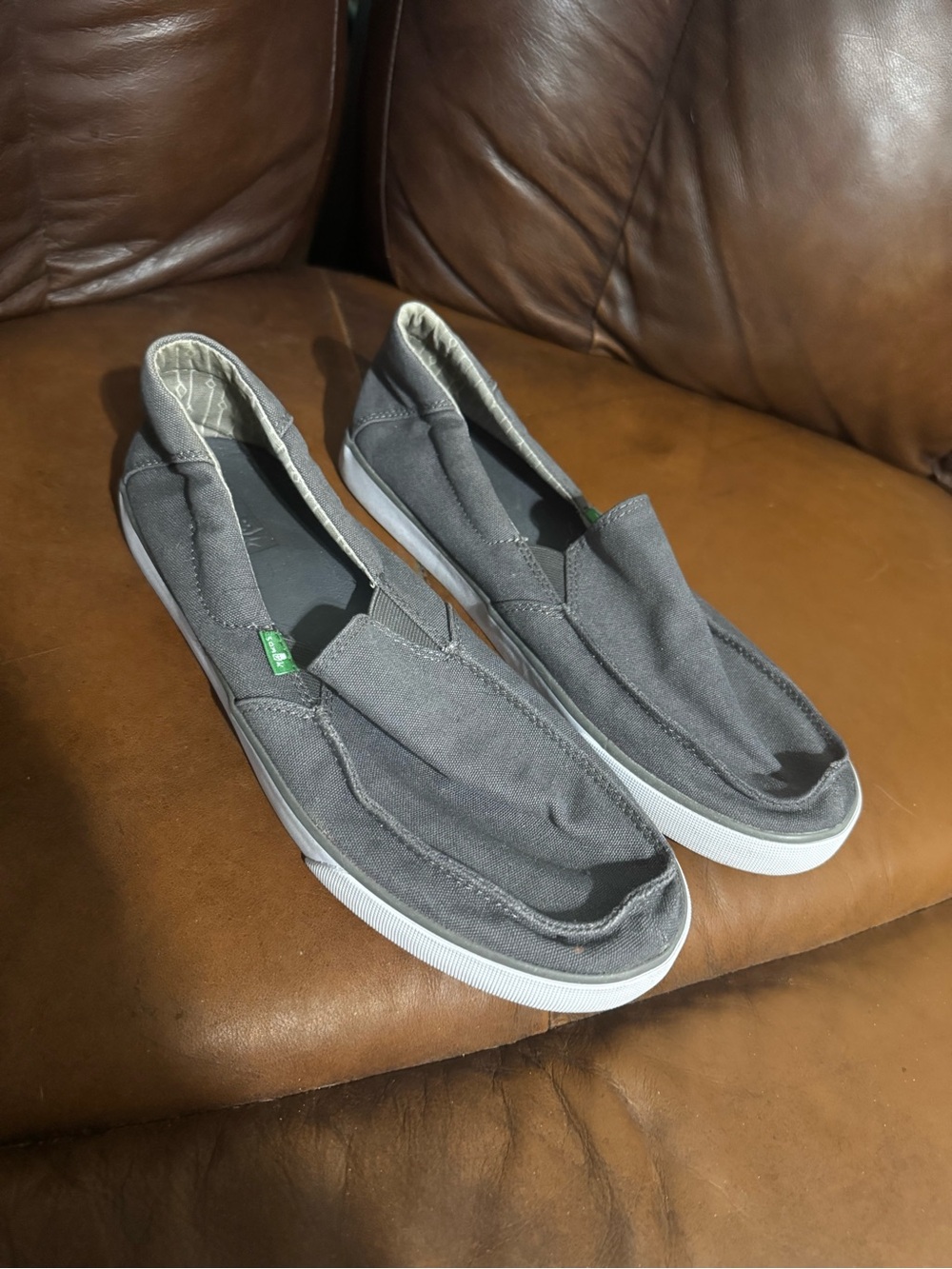 Sanuk Men's Slip-On Canvas Loafers in Charcoal Gray